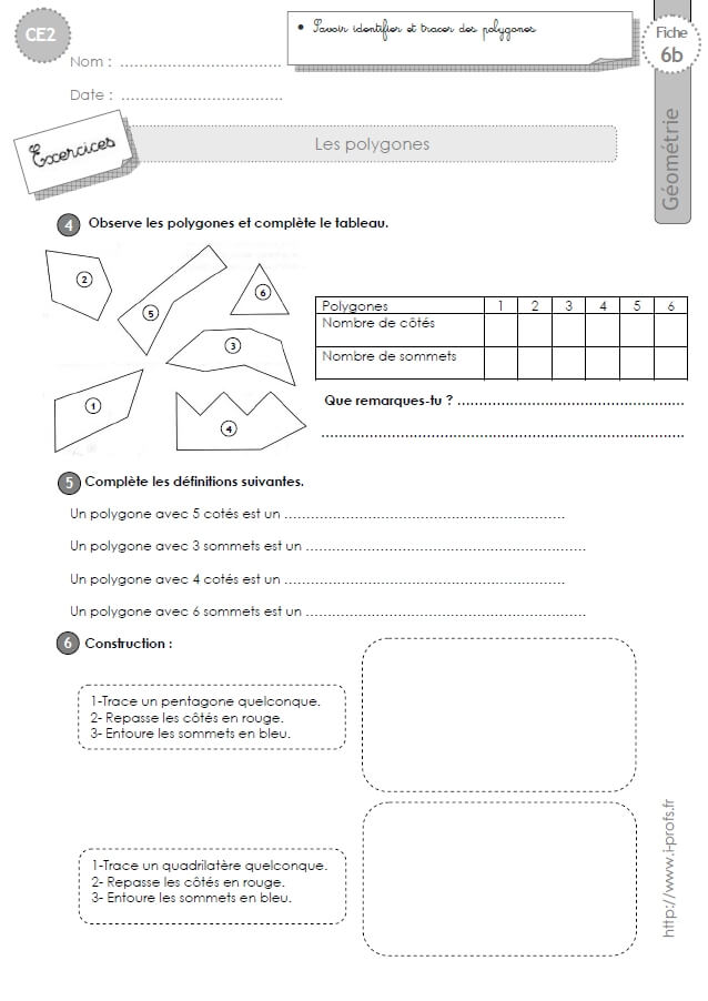CE2: Exercices LES POLYGONES