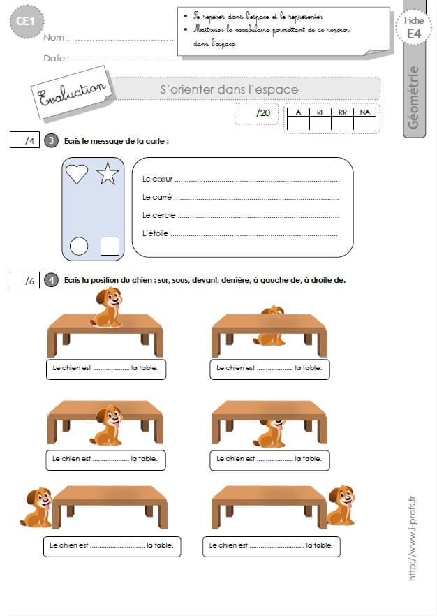 Ce1 Evaluation Se Reperer Dans L Espace En Ce1 Cycle 2