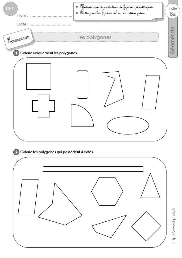 Ce1 Exercices Les Polygones En Ce1 Cycle 2