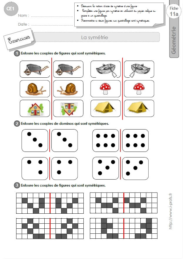 Exercices Sur La Sym trie Ce1 Fiche Exercice Sym trie Ce1 RDPDF