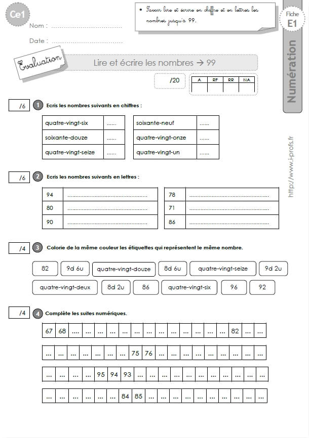 Ce1 Cycle2 Evaluations Corrigees Décomposer Les Nombres Jusquà 999