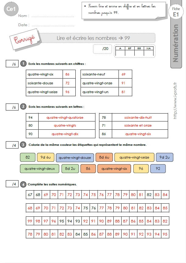 Ce1 Cycle2 Evaluations Corrigees Décomposer Les Nombres Jusquà 999