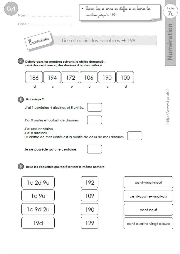 Ecriture Des Nombres En Chiffres Et En Lettres Memo Pour Ce1 Ecole Images