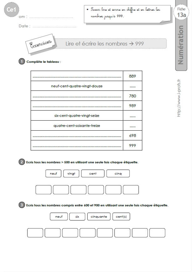 Ce1 Cycle2 Trace Ecrite Lire Et Ecrire Les Nombres Jusqua 999 Images