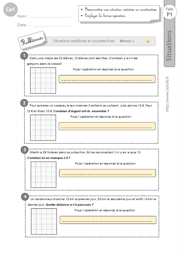 Ce1 Cycle2 Problemes Corriges Situations Additives Et Soustractives