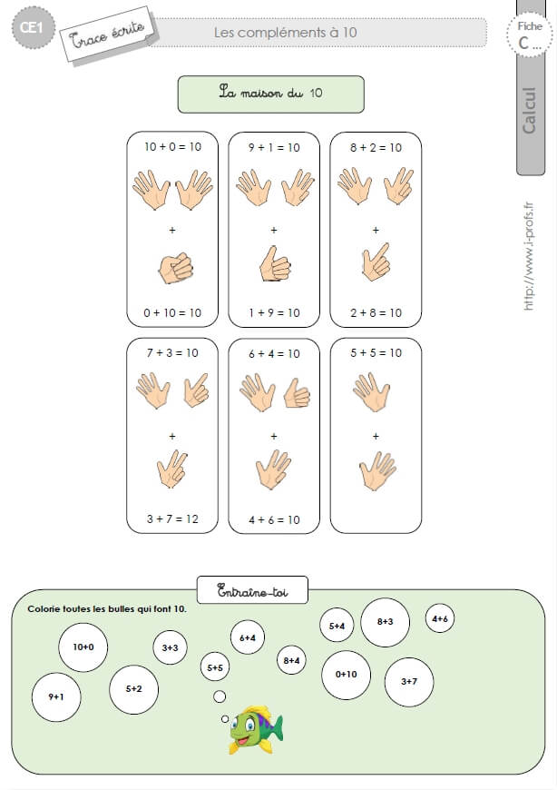 Ce1 Cycle2 Trace Ecrite Les Complements A 10