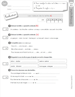 ce1: La lettre C EVALUATION