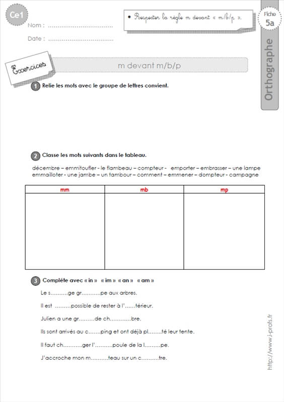 Ce1 M Devant M B P Exercices