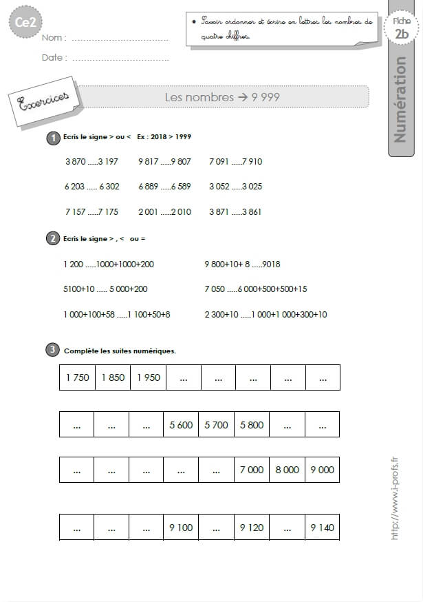 Exercice Chiffre Et Nombre Ce2