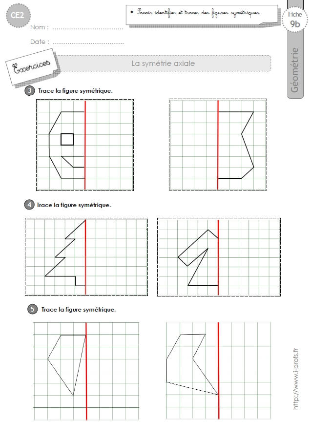 Exercice Cm1 Symetrie CE1 EXERCICES Sym trie Axiale En CE1 Cycle 2 