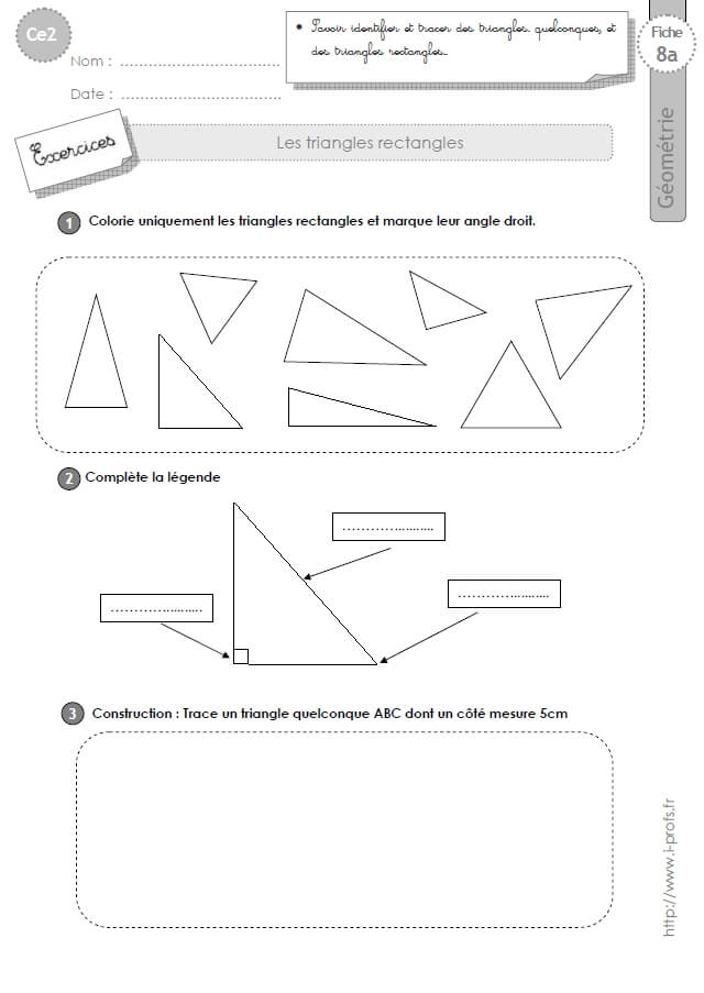 reconnaître un triangle rectangle ce2 – exercice triangle rectangle ce2 ...