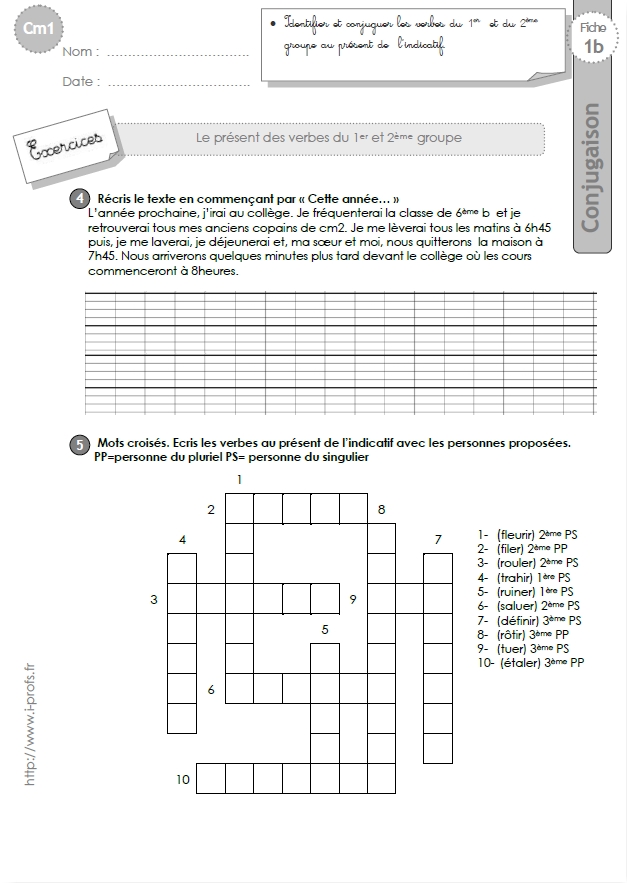 cm1: conjugaison-fiches i-profs