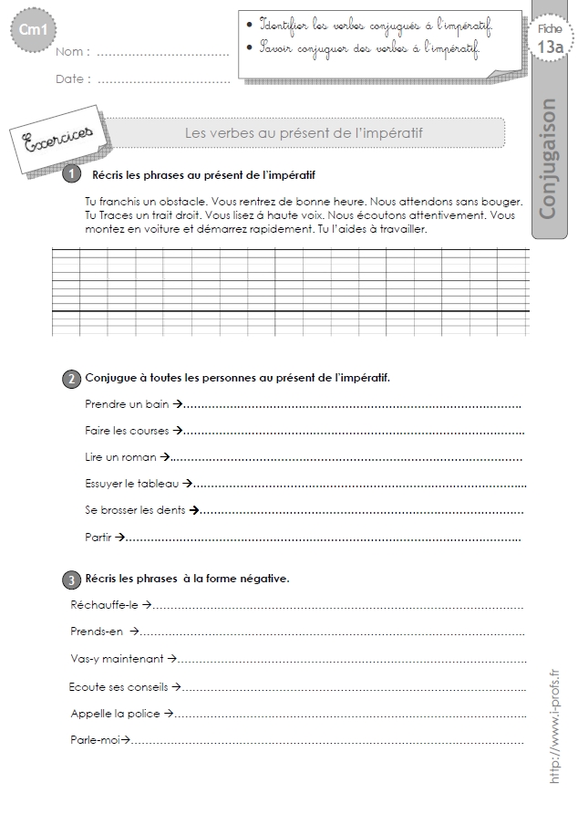 cm1: EXERCICES l'impératif présent