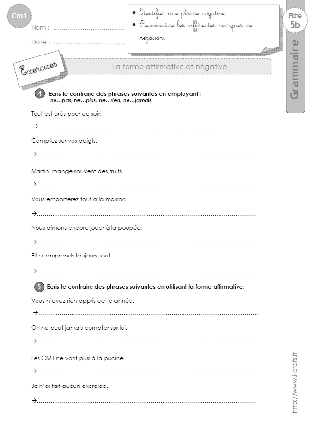 Afbeeldingsresultaat voor les négatives exercices