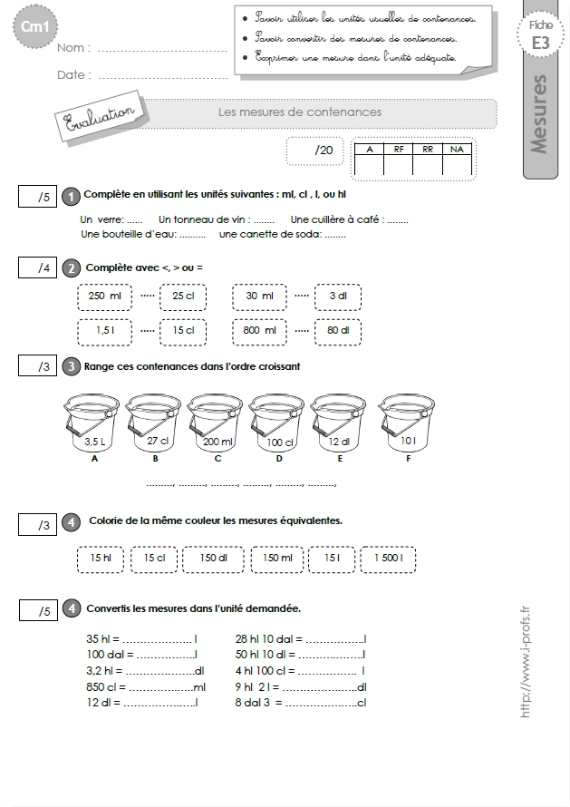 Fiches d'Exercices sur les Mesures