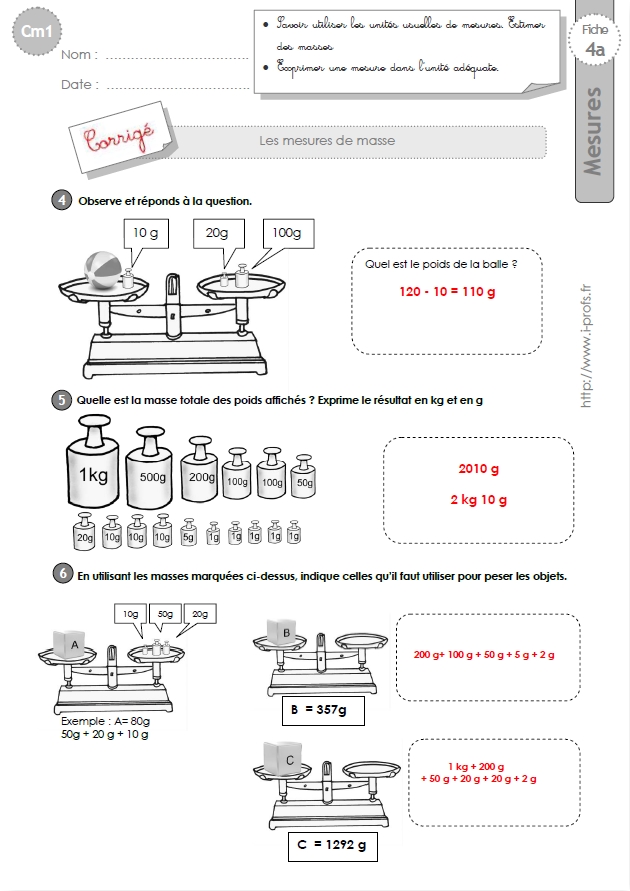 Fiches d'Exercices sur les Mesures