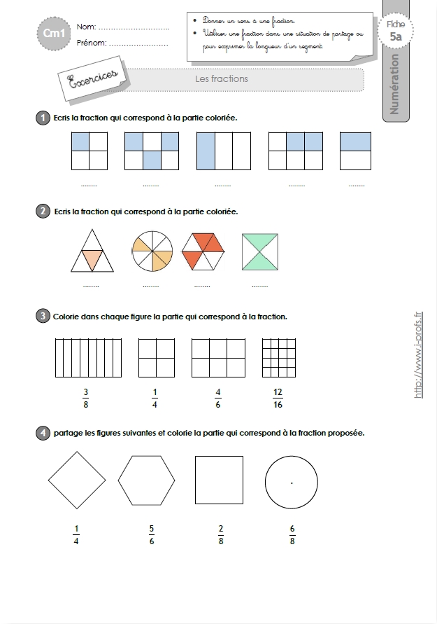 TOP17+ Exercice Cm1 Fraction Décimale dessin Jesuscourse