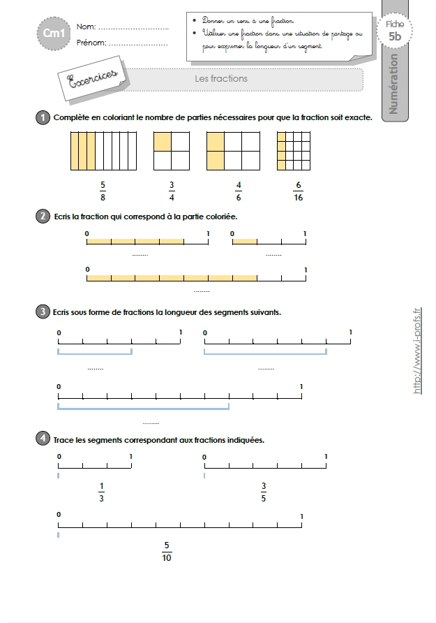 CM1: EXERCICES Les Fractions