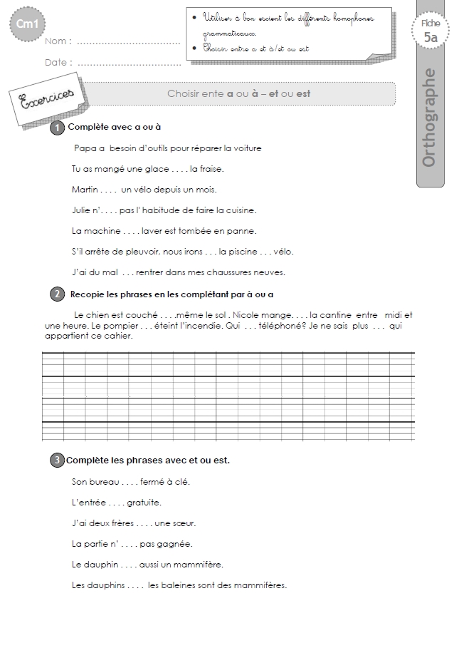 Cm1 Orthographe Fiches I Profs