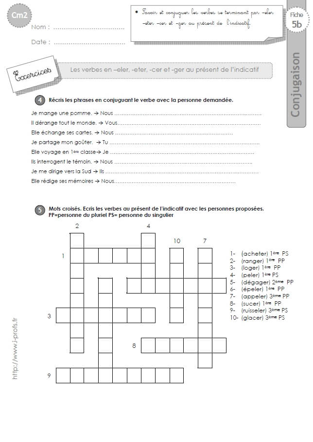 cm2: CONJUGAISON-fiches i-profs