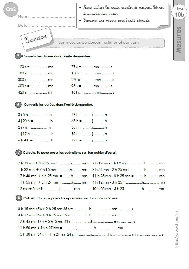 Exercice calcul heures