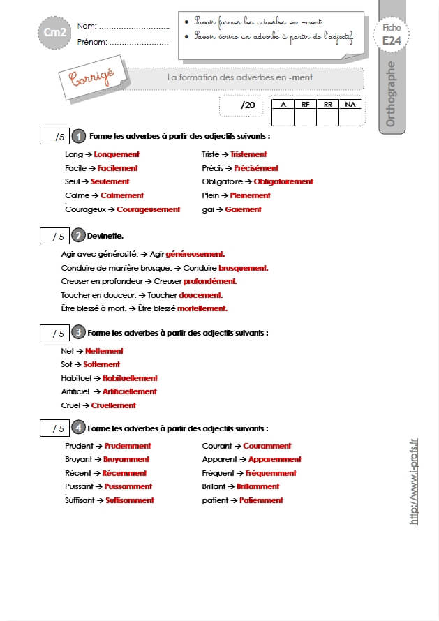 La Formation Des Adverbes En Ment Pdf