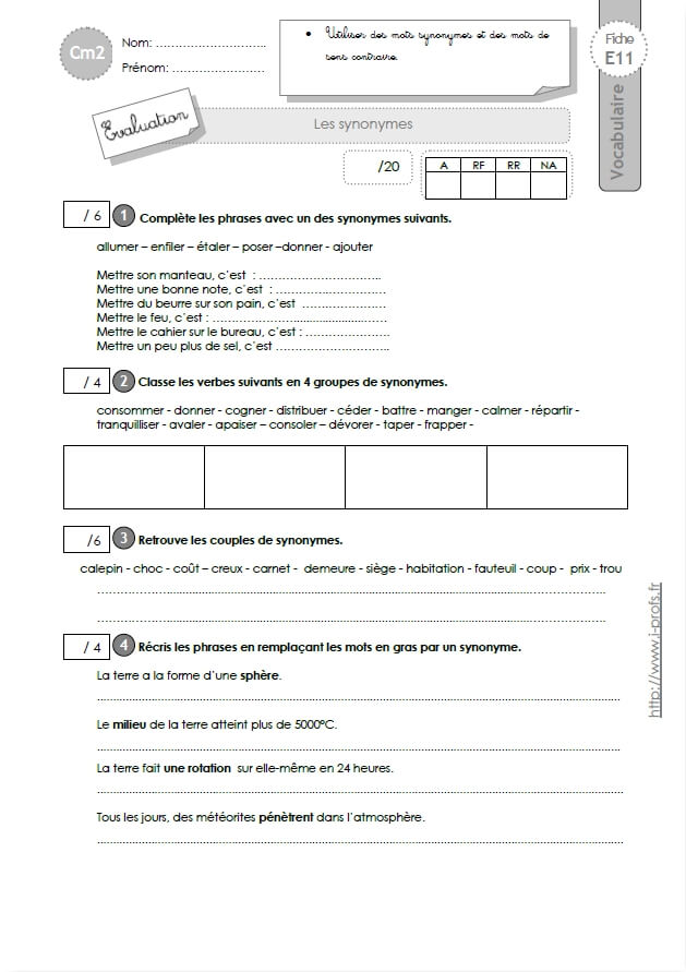 synonymes de homework