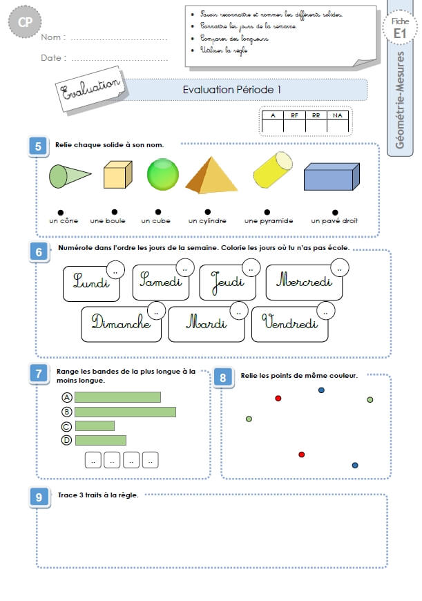 Cp Evaluation Periode 5 En Geometrie Mesures Et Grandeurs 2 Fiches D Evaluations Corrigees