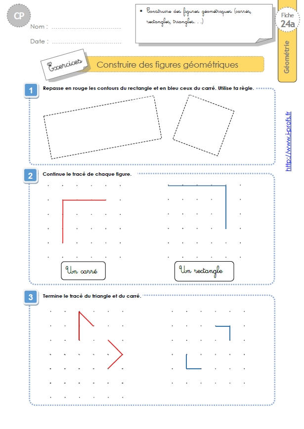 Cp Exercices Construire Des Figures Geometriques En Geometrie Mesures Et Grandeurs 86 Fiches D Exercices Et D Evaluations En Geometrie Mesures