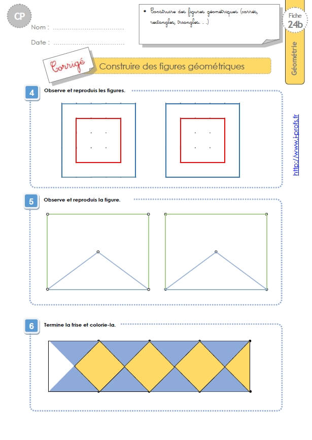 Cp Exercices Construire Des Figures Geometriques En Geometrie Mesures Et Grandeurs 86 Fiches D Exercices Et D Evaluations En Geometrie Mesures