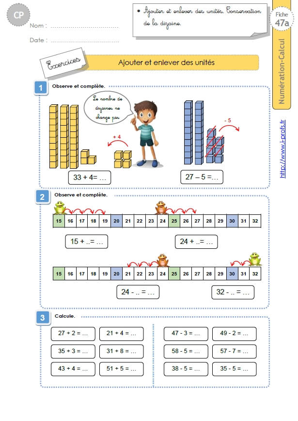 Cp Numeration Calcul Ajouter Et Enlever Des Unites