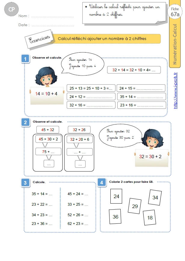 CP NUMERATION CALCUL  Entra nement au calcul  r fl chi sur 