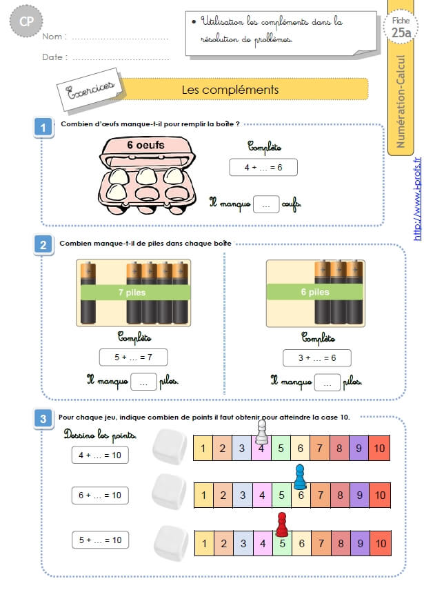 Cp Numeration Calcul Problemes Utilisant Les Complements