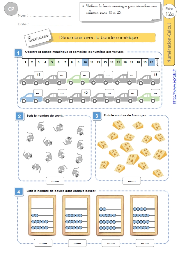 Cp Numeration Calcul Denombrer Avec La Bande Numerique