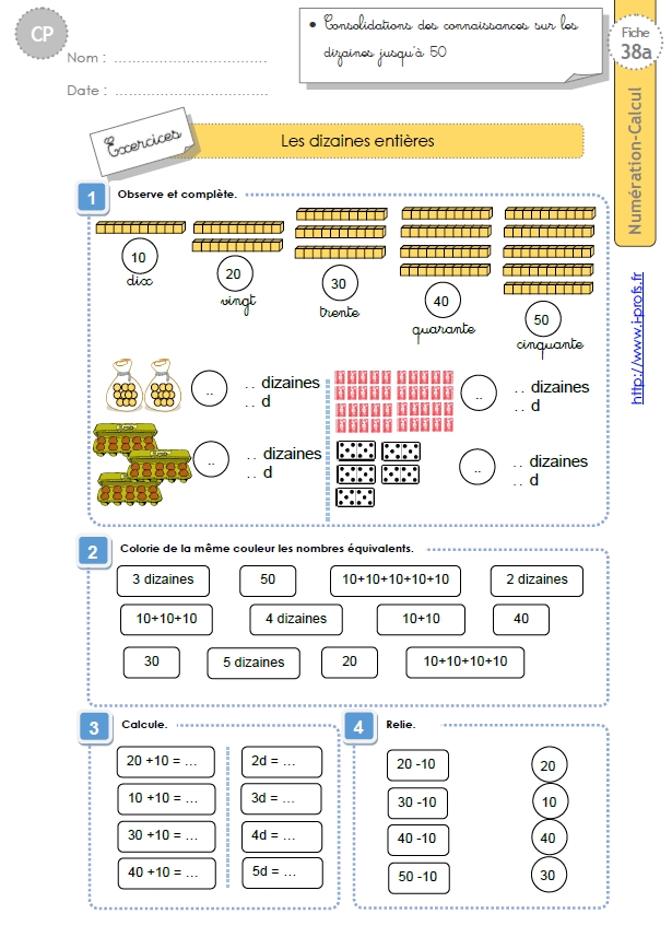 Cp Numeration Calcul Les Dizaines Entieres