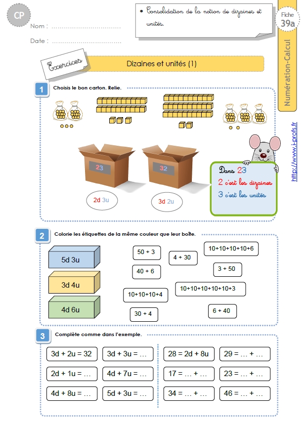 Cp Numeration Calcul Les Dizaines Et Les Unites 2