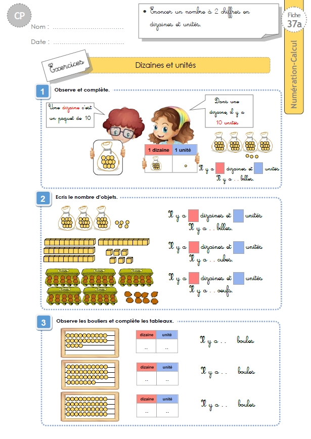 Cp Numeration Calcul Les Dizaines Et Les Unites