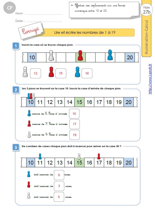 Cpnumeration Calculles Nombres De 10 à 19