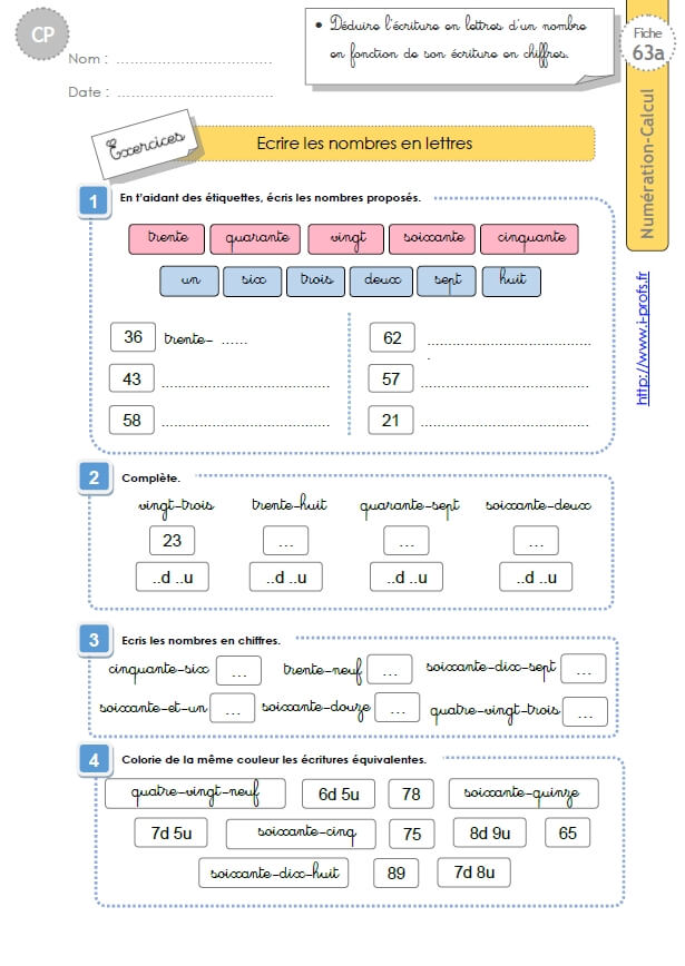 Cpnumeration Calculecriture Des Nombres En Lettres