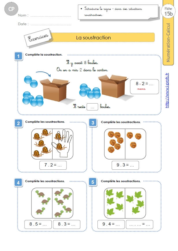 CP:NUMERATION CALCUL.La soustraction