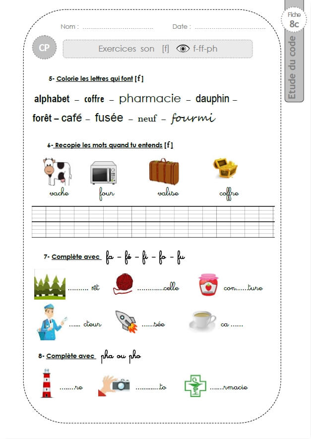 Cp Le Son F Au Cp 240 Fiches D Exercices Corriges