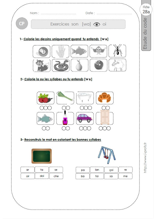 Cp Le Son Oi Au Cp 240 Fiches D Exercices Corriges