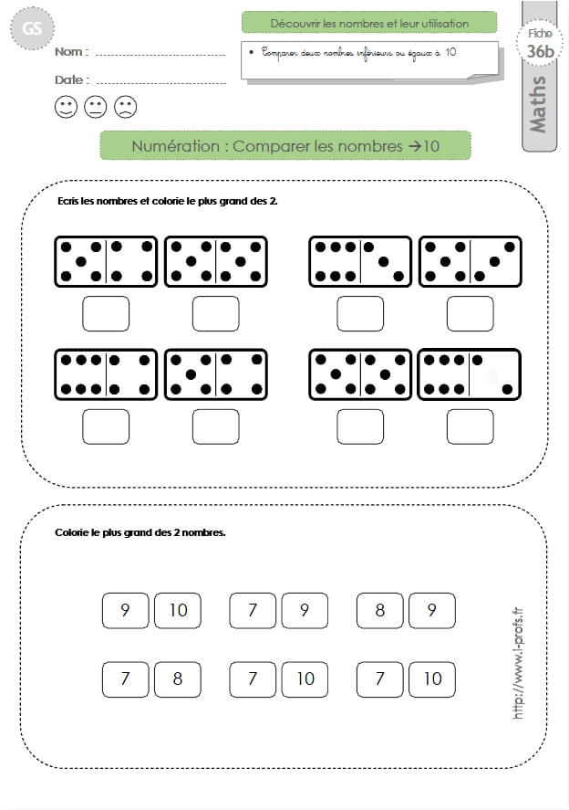 Gs Exercices Mathematiques Comparer Les Nombres Jusquà 10en