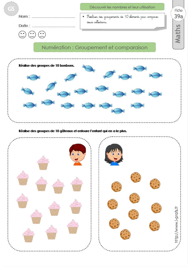 Gs Exercices Mathematiques Faire Des Groupements De 10 Elements En Maternelle Grande Section