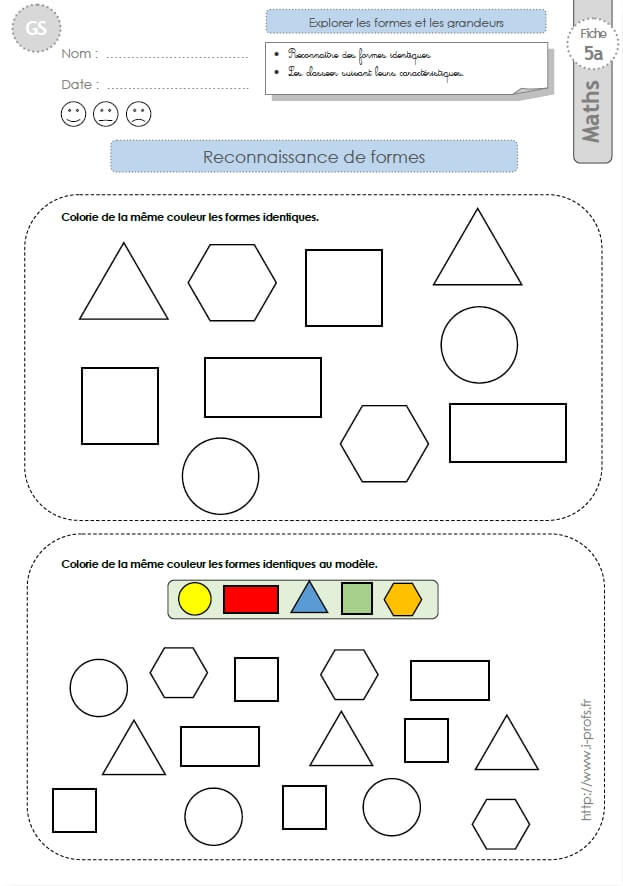 Gs Exercices Mathematiques Reconnaitre Des Formes Geometriques En Maternelle Grande Section