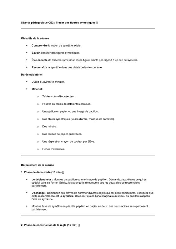 seance ce2 les figure symétriques
