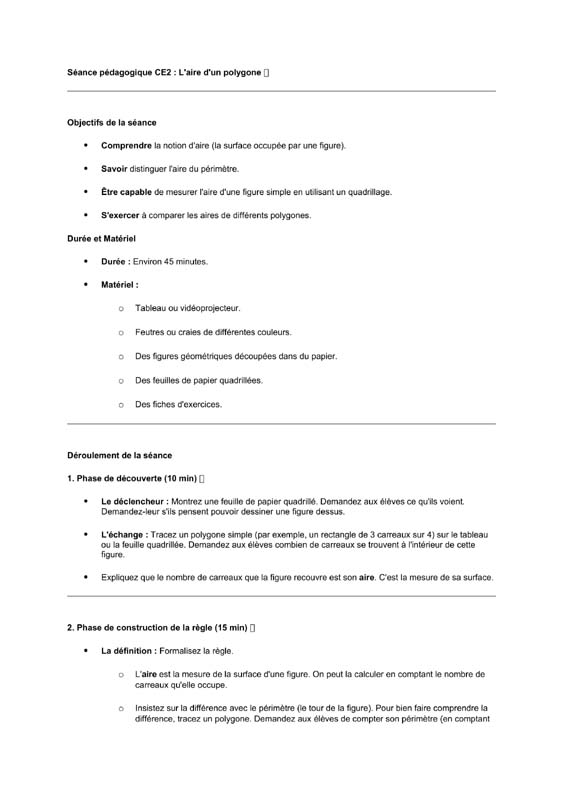 seance ce2 Aire du polygone 