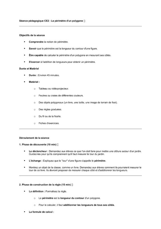 seance ce2 le périmètre des polygones