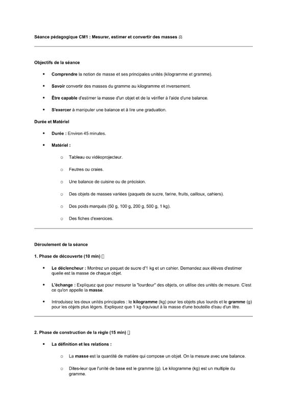 seance cm1 mesurer et estimer des masses