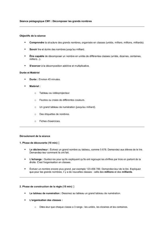 seance cm1 décomposer les grands nombres